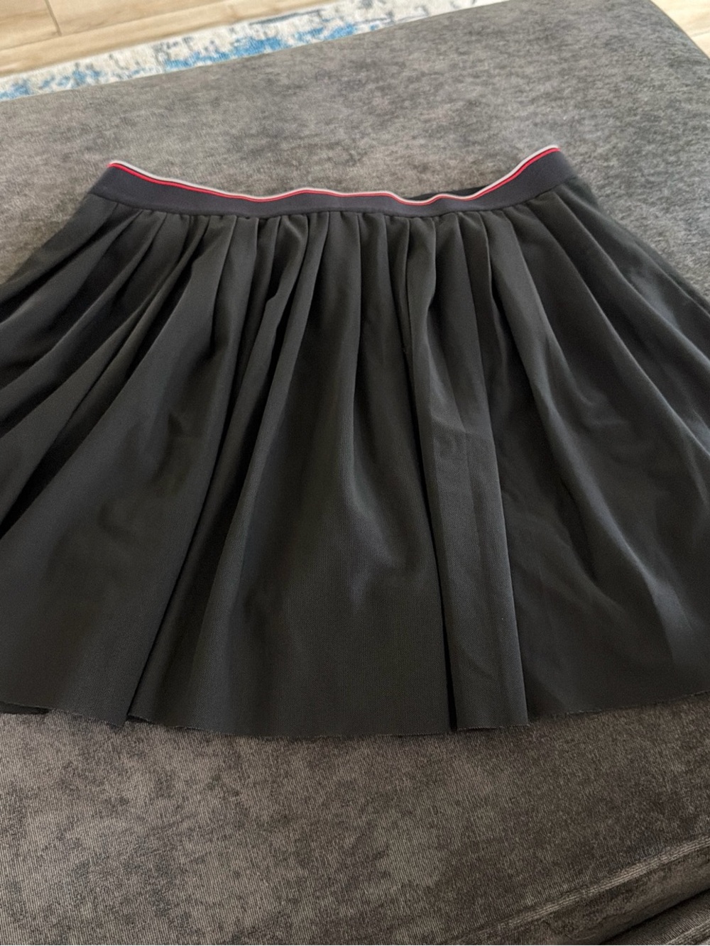 Black Pleated Mini Skirt with Trimmed Waistband